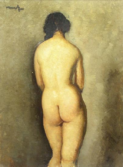 Nicolae Tonitza Nud vazut din spate, semnat stanga sus cu negru, ulei pe carton lipit pe carton France oil painting art